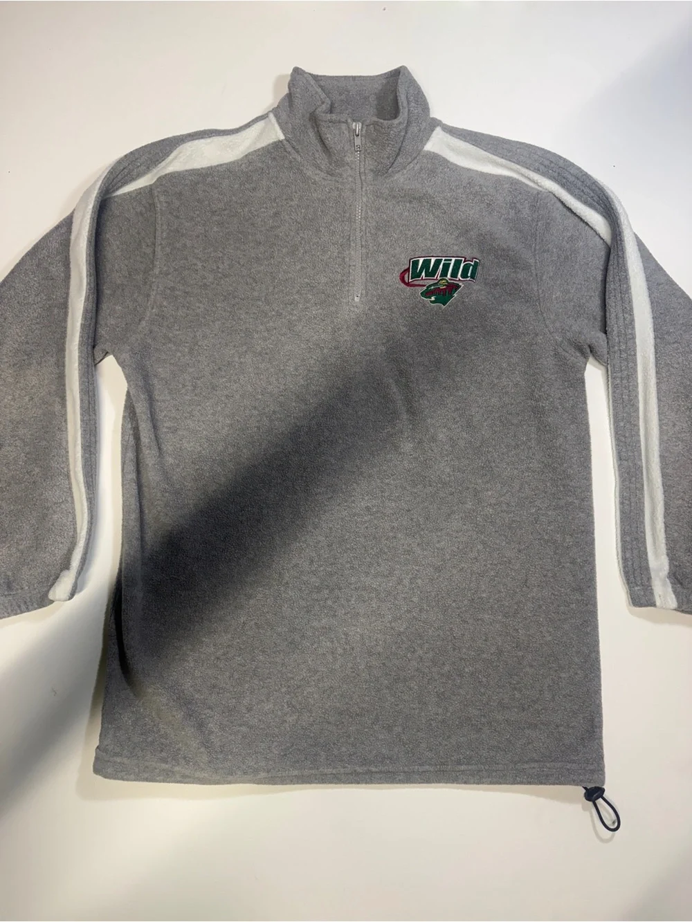 Active Basic Gray Quarter-Zip Fleece Pullover with White Stripes - Picture 1 of 8